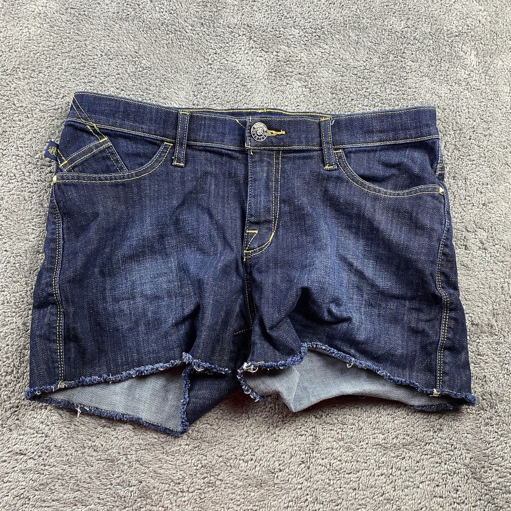 Rock &‎ Republic Hula Jean Shorts Women's 10 Blue Dark Wash Mid Rise